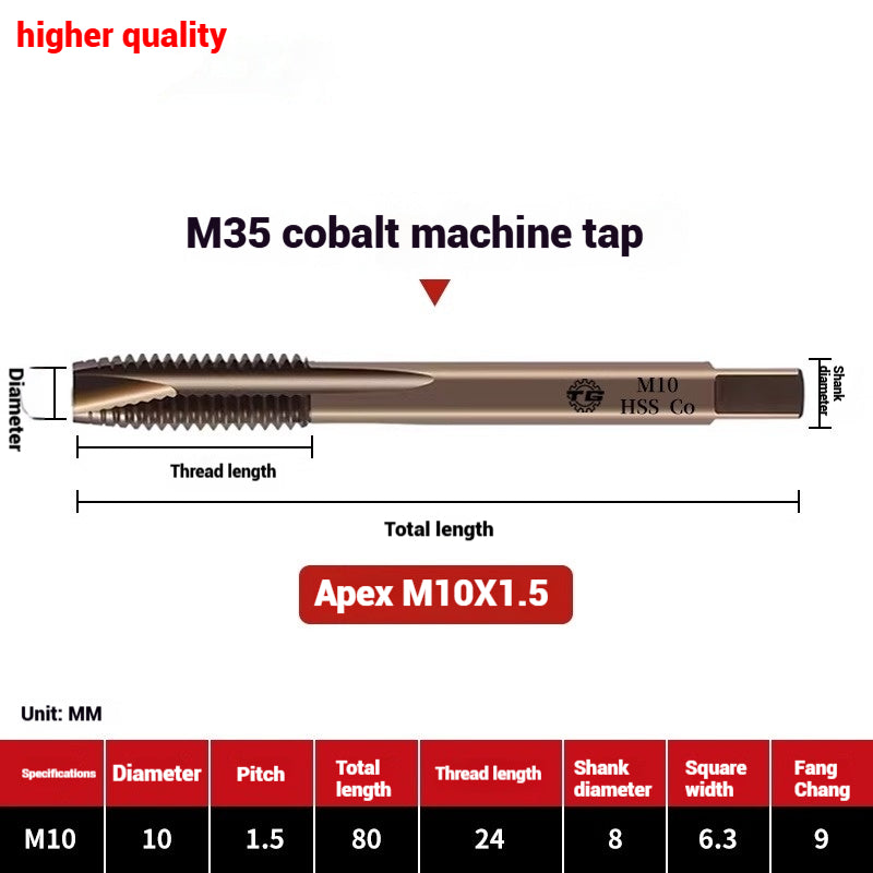 1084-M35 cobalt taps machine use high speed steel stainless steel special taps straight groove spiral apex backtapping taps Shandong Denso Pricision Tools Co.,Ltd.